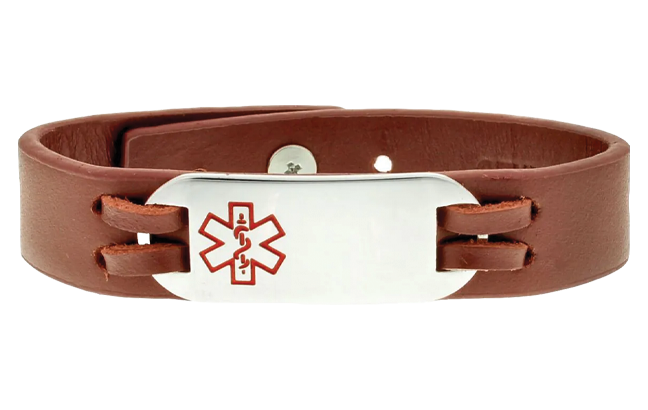 Leather Medical ID Bracelets Necklaces American Medical ID