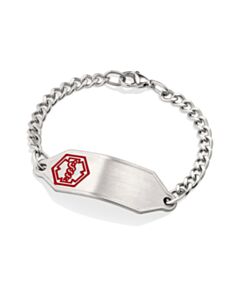 Small Stainless Steel Classic Medical ID Bracelet for Children and Toddlers, slightly curved for comfortable fit 