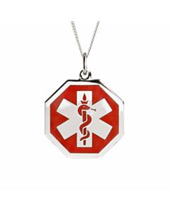 hexagon medical id pendant with bold and widely recognized medical emblem