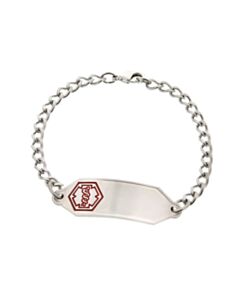 Small Stainless Steel Classic Medical ID Bracelet for Children and Toddlers, slightly curved for comfortable fit 