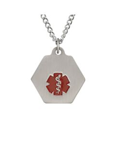 Stainless Steel small medical id chain necklace with pendant and red medical emblem design