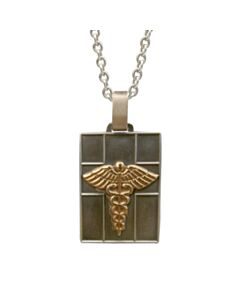 medical id necklace for teens, women, round classic 14k rose gold medallion with diamond accent on sterling silver cable chain 