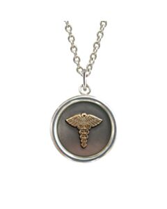 14kt rose gold medical id necklace for women, heart-shaped pendant with diamond accent, sterling silver cable chain