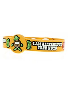 i am allergic to tree nuts bracelet for kids featuring chester falls character in fun yellow design