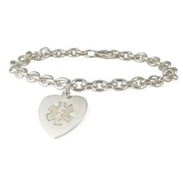 Engraved Kid's ID Charm Bracelet with Heart Locket