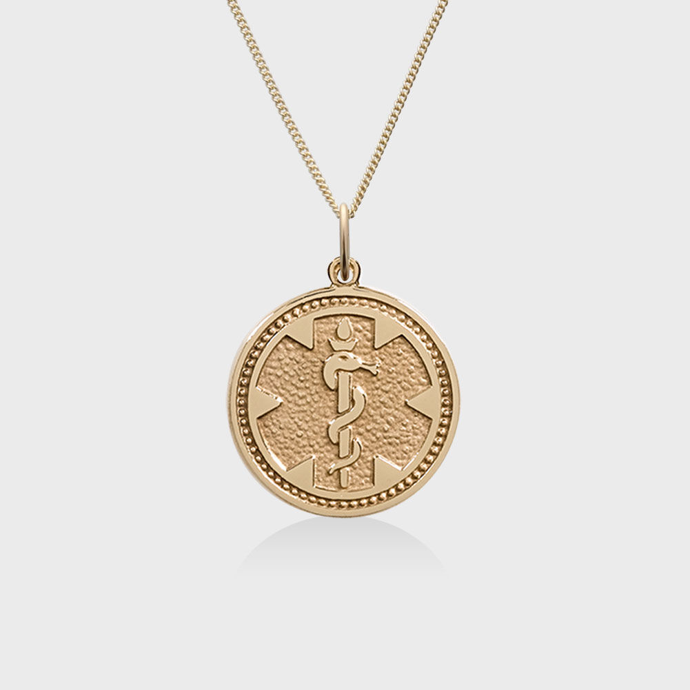 Gold medallion pendant necklace discount