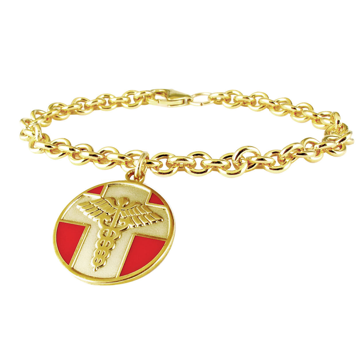 Order 10K Gold Filled Vintage Charm Bracelet American Medical ID