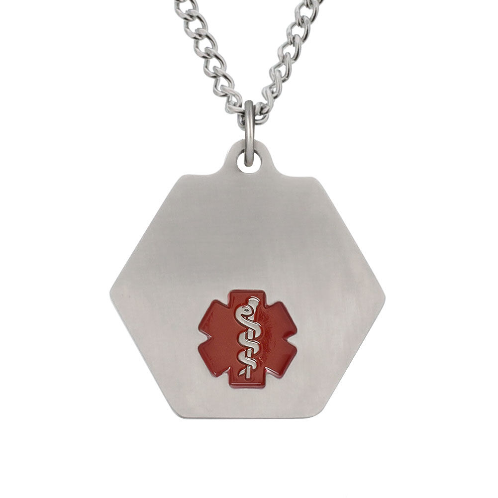 Buy Stainless Steel Classic Necklace Red American Medical ID