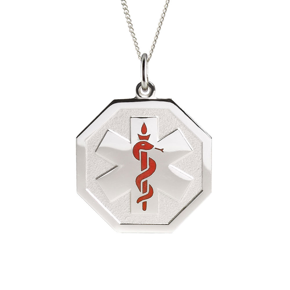 Sterling silver medical alert necklace sales