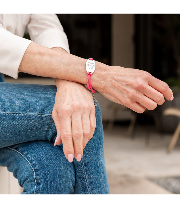 Order Silver Mingle on Pink Suede | American Medical ID