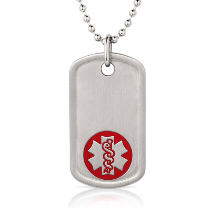 Stainless Steel Dog Tag Red - Backup ID