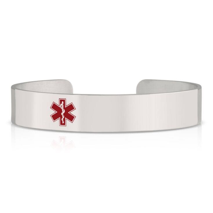 silver cuff medical id bracelet