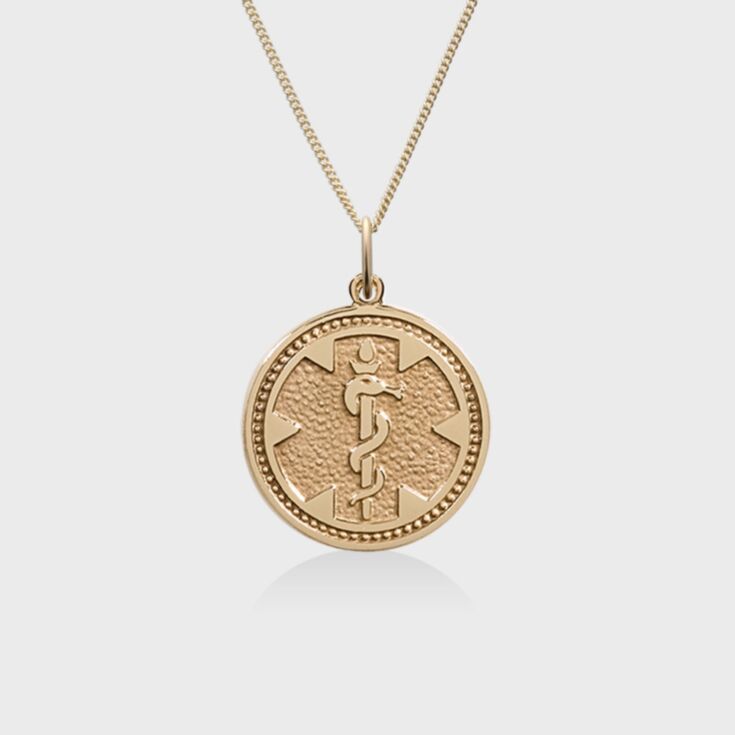 14K Gold Medallion Charm Necklace