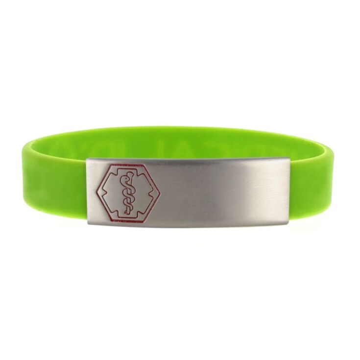Stainless Steel Sleek Red Outline on Green Silicone
