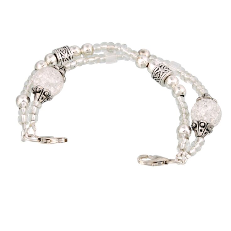 vintage style, fashionable medical alert bracelet with crystal, silver tone accent beads, handmade design