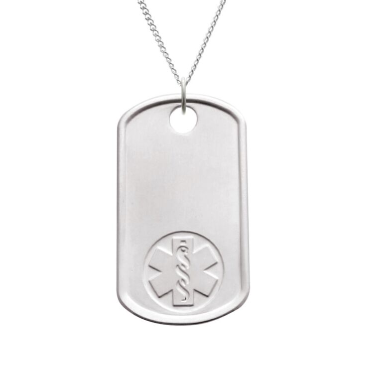 Large Alert Symbol Medical ID Dog Tag Pendant Necklace - Gol