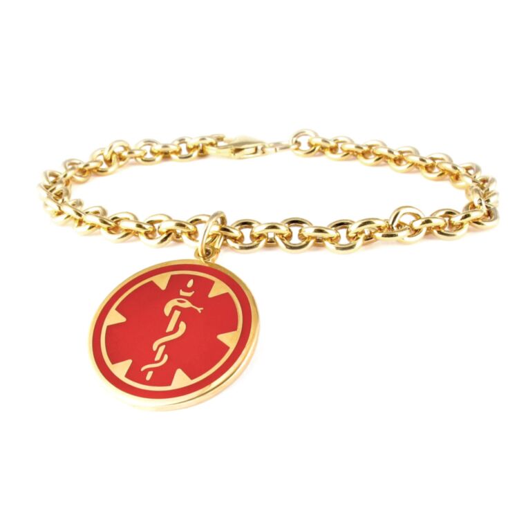 10K Gold-Filled Medallion Red Charm Bracelet