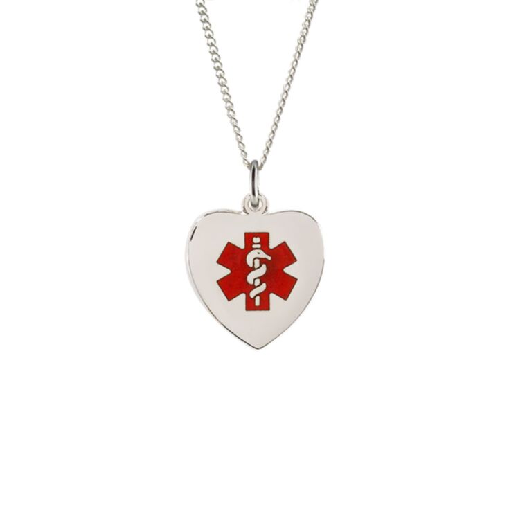 Sterling Silver Heart Red Charm Necklace