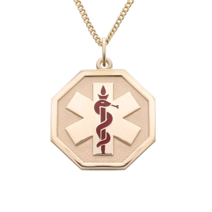 elegant unisex gold medical id necklace