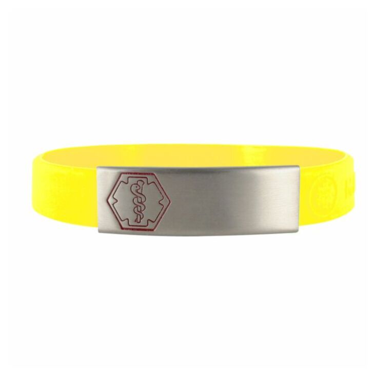 Stainless Steel Sleek Red Outline on Yellow Silicone