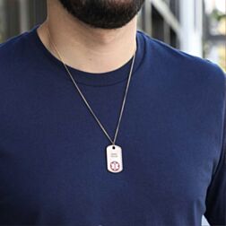 10K Gold-Filled Dog Tag Red Necklace