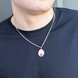 Stainless Steel Oval Red Necklace