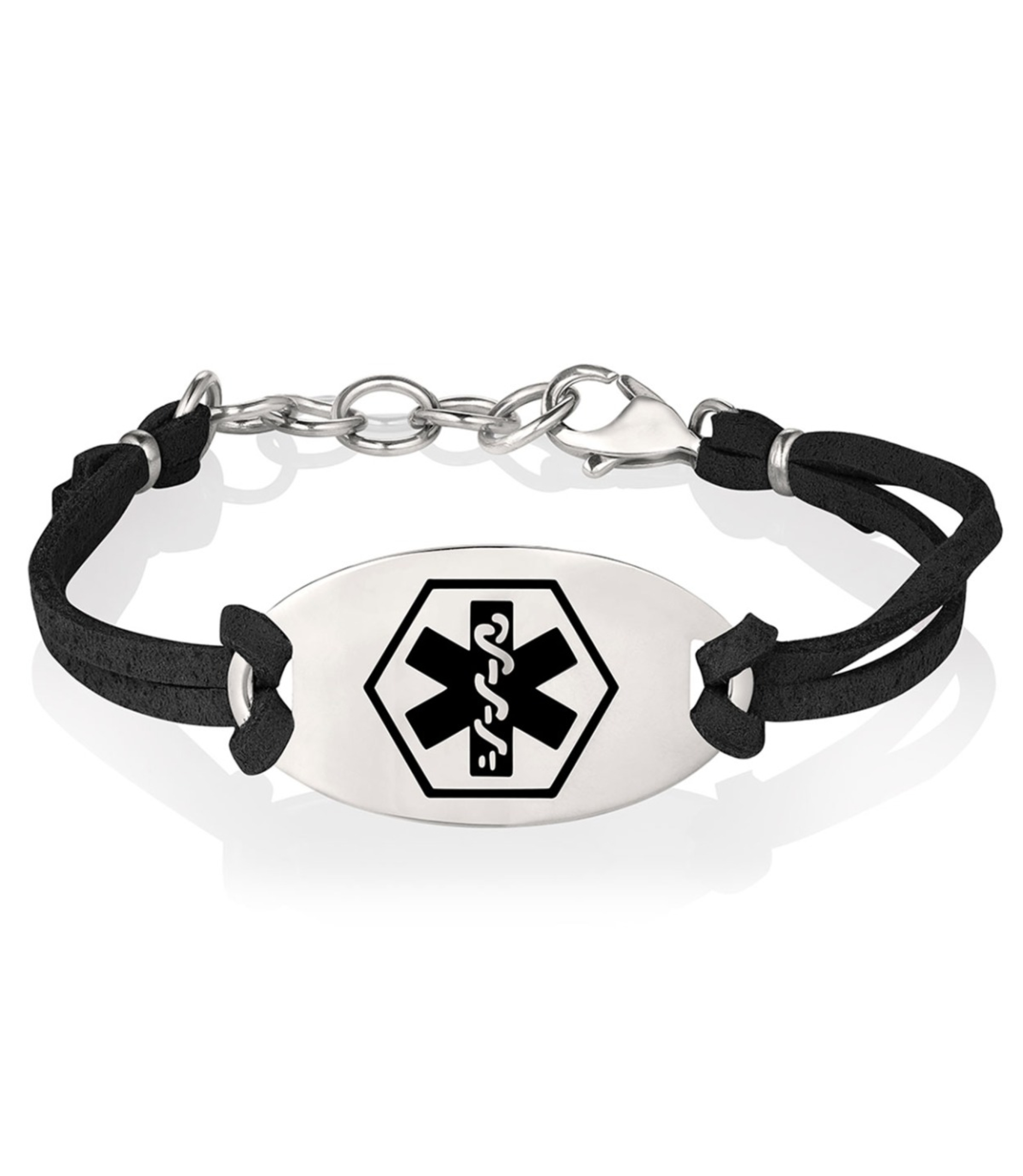 Silver Mingle on Black Suede | American Medical ID