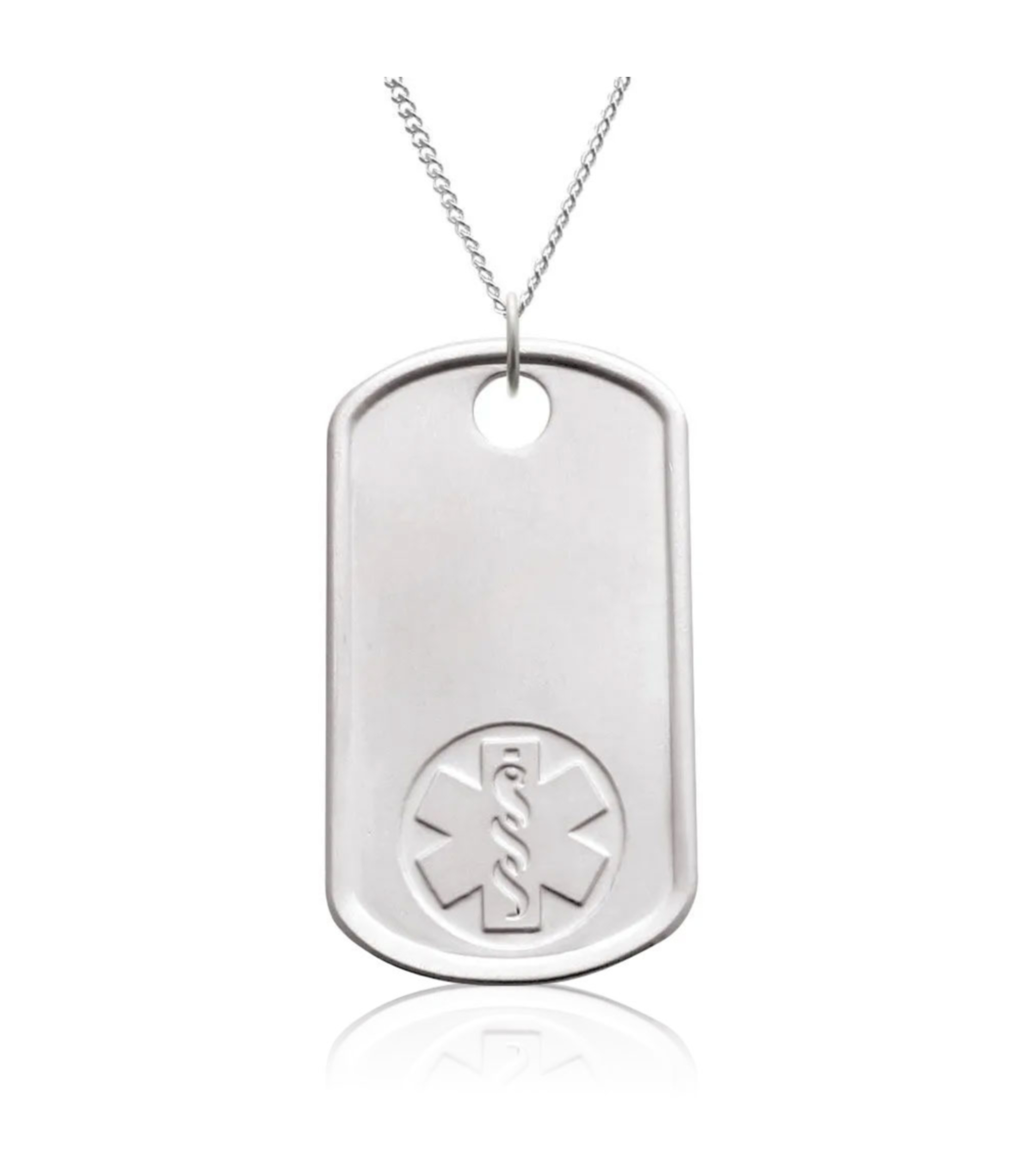 Purchase Sterling Silver Dog Tag Embossed | American Medical ID