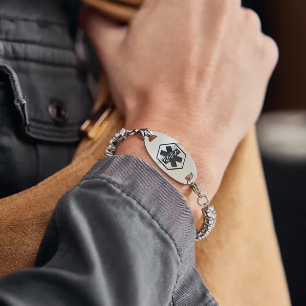 Stainless Mingle on Tennis Bracelet | American Medical ID