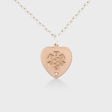 14K Rose Gold Embossed Heart with Diamond