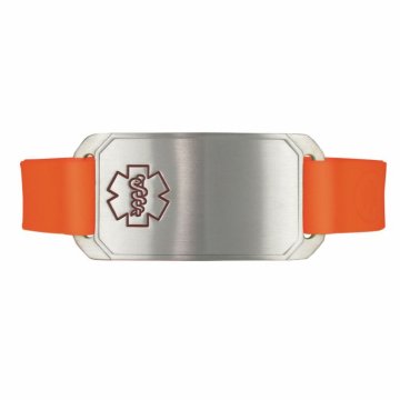 Stainless Steel Large Flex Bracelet on Orange Silicone 