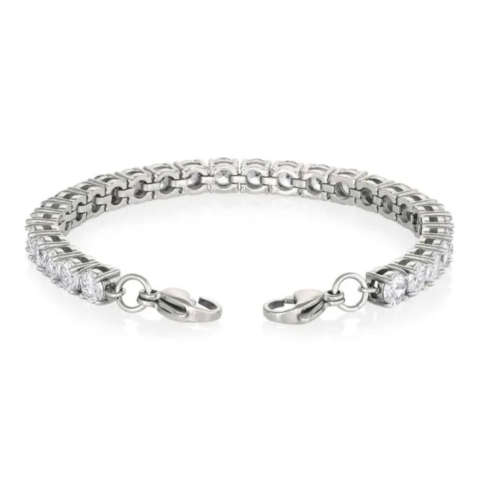 Bracciale Tennis Medicale YA4662 Per Donna: Allerta Medica In Acciaio Inox Con Zirconi, Lunghezza Regolabile, Regalo Di Emergenza