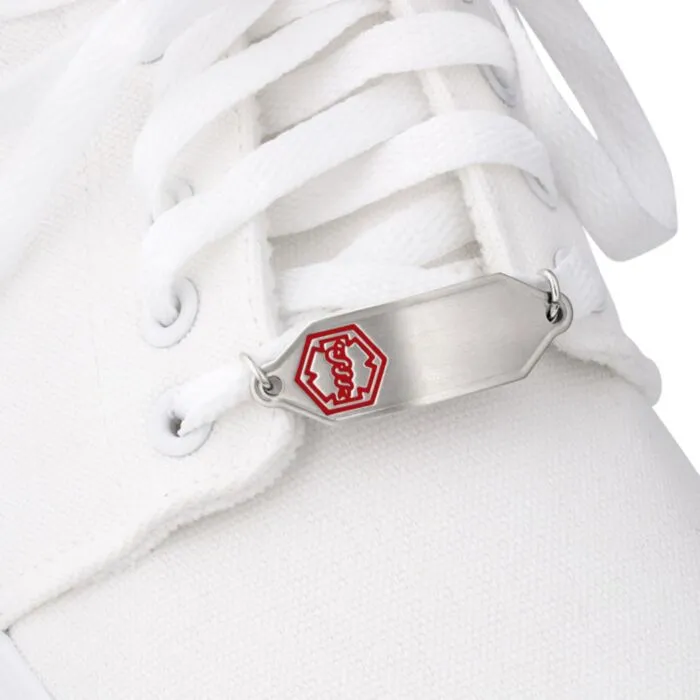 Medical alert shoe tag top