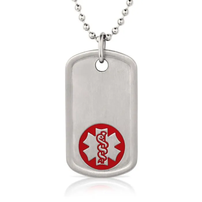 Red Dog Tag with Chain