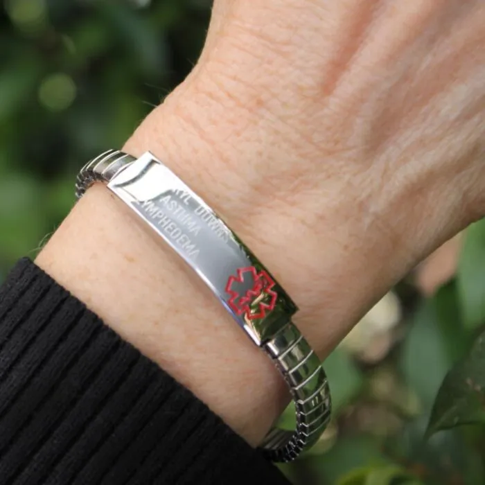 Women's stainless steel top medical alert bracelets