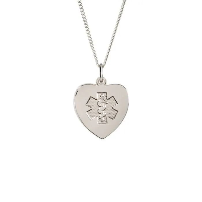 Order Sterling Silver Heart Charm Necklace American Medical ID