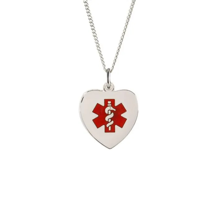 Order Sterling Silver Heart Red Charm Necklace American Medical ID
