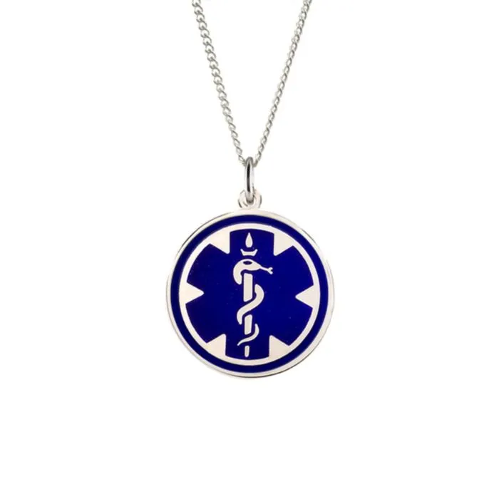 Purchase Sterling Silver Medallion Blue Necklace American Medical ID