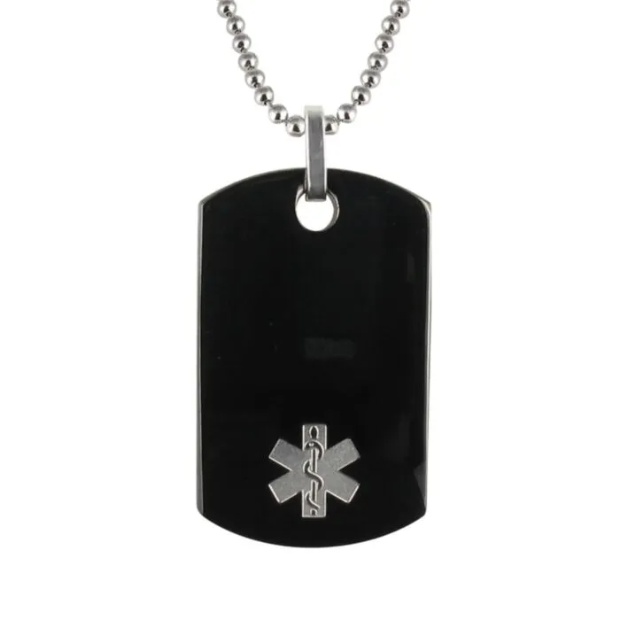 Black Stainless Steel Dog Tag Ball Chain Necklace, In stock!