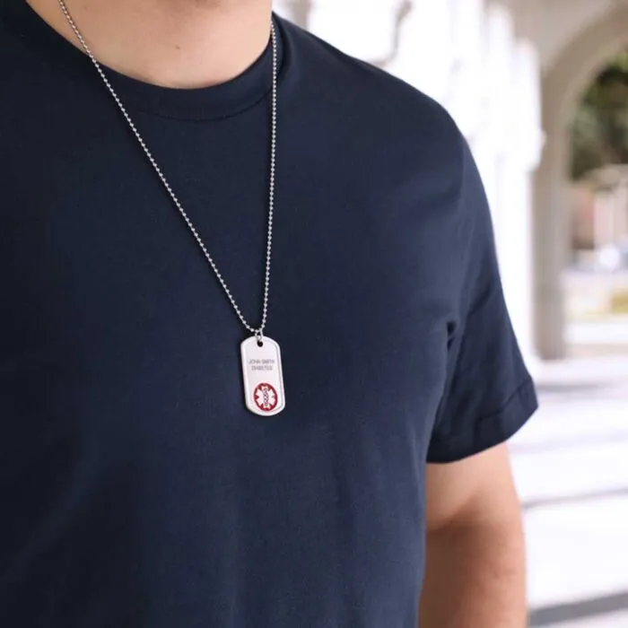 Buy Stainless Steel Dog Tag Red American Medical ID