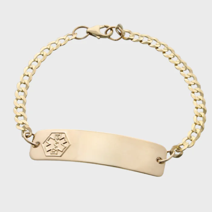 Jewellery Bracelets ID & Medical Bracelets 10KT Gold Curb Id Bracelet 