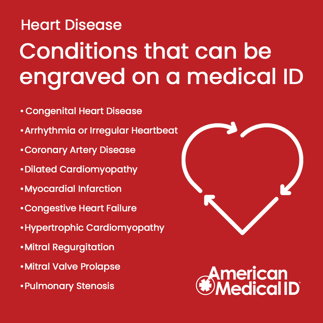 Conditions that can be engraved on a medical ID