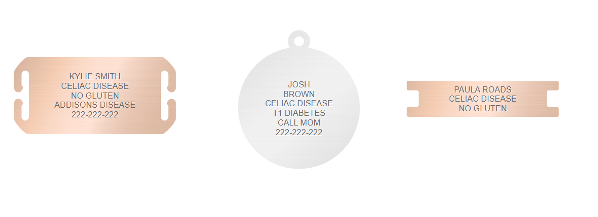 celiac disease medical id engraving