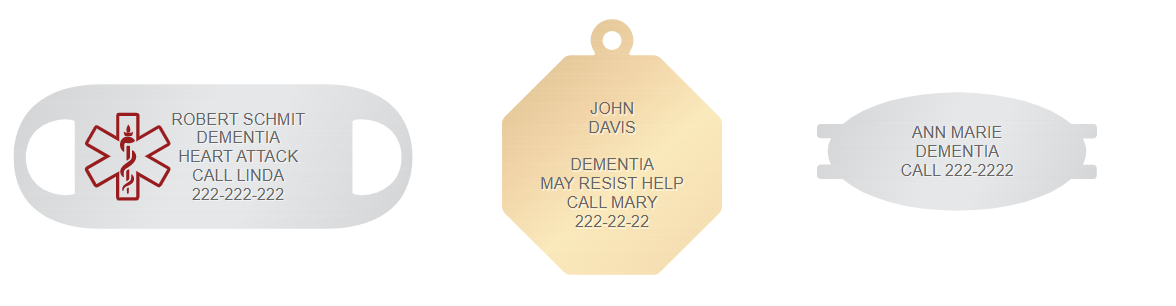 dementia engraving for medical id