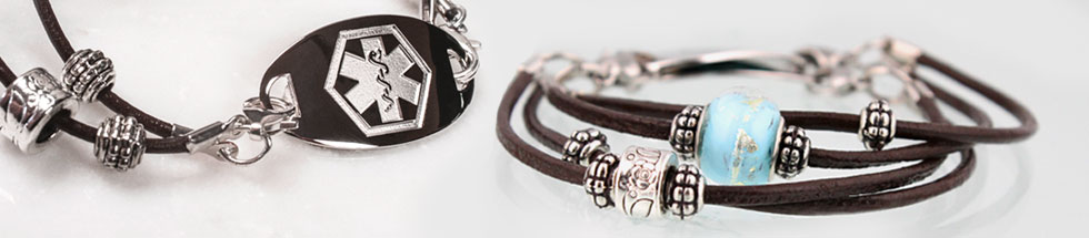 Leather Medical ID Bracelets